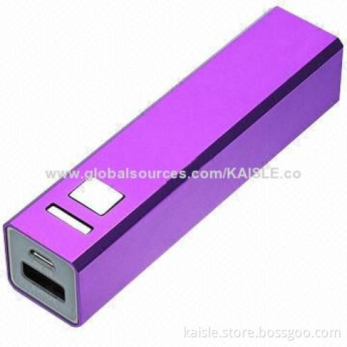 Power Bank with 2,200mAh Capacity, Metal Case, 5V at 1A Input Range